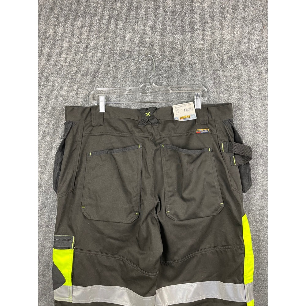 Blaklader Work Pants Mens 40x30 Black Yellow New Hi-Vis 1608 Holster Pocket - Picture 2 of 15